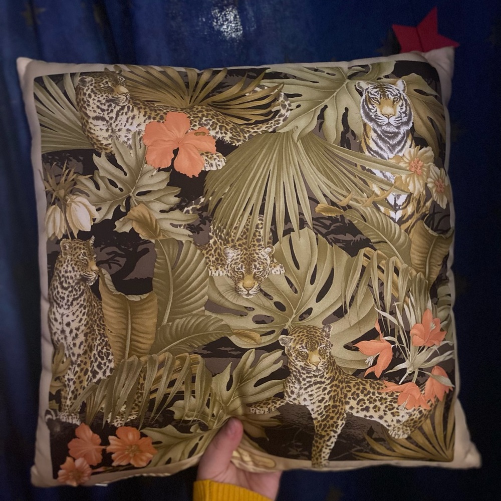 Vintage silk Salvatore Ferragamo pillow and cover